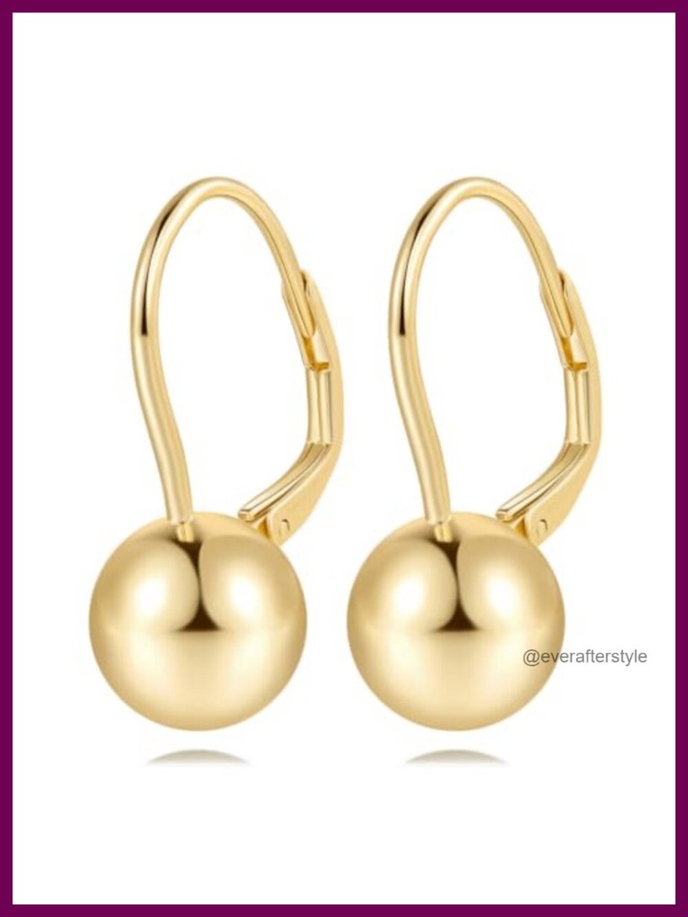 14K Gold Plated Dangle Earrings for Women with Polished Balls